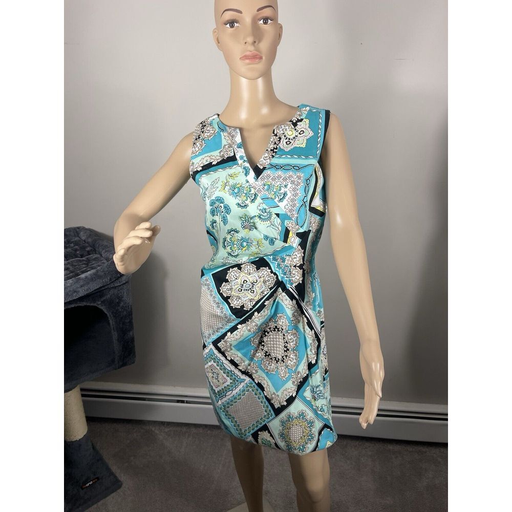 Spence Multicolored V Neck Sleeveless Dress,‎ Size 8